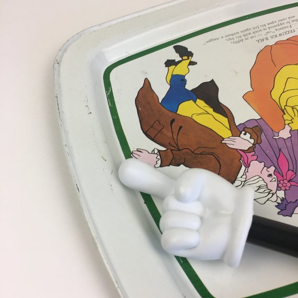 Vtg Christmas Carol Charles Dickens White Tin Tray‎ Decor Characters Holiday - Picture 9 of 9